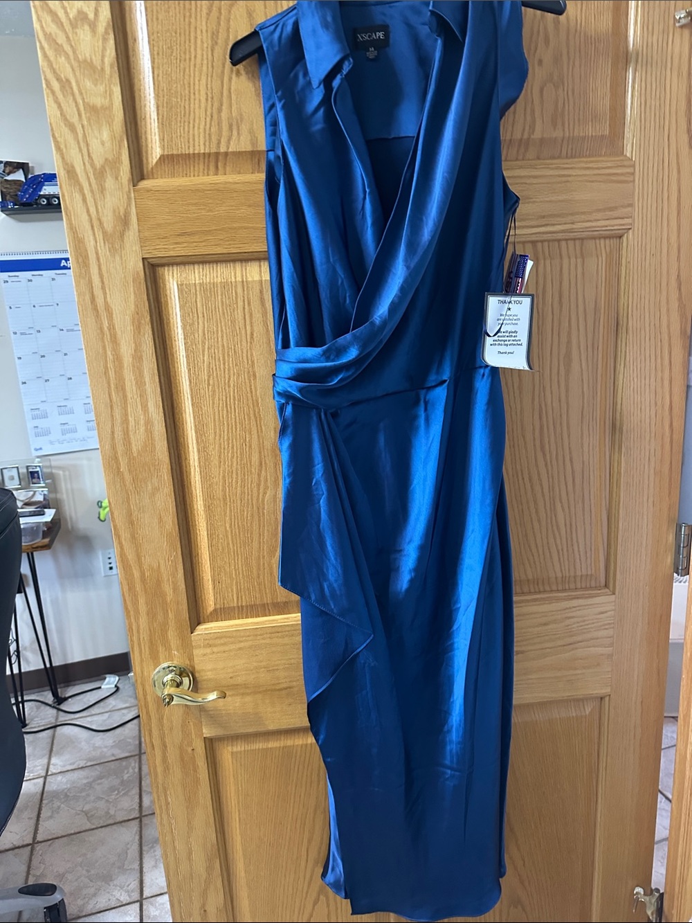 Xscape Royal Blue Satin Maxi Dress - Picture 4 of 9
